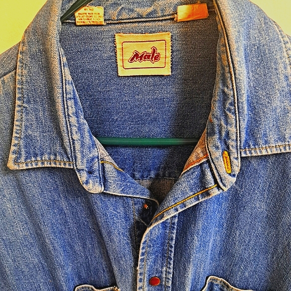 Male Other - Vintage 1970s Denim Snap-button Shirt Men's Large